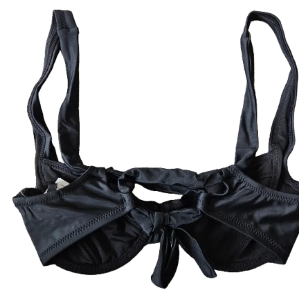 J.Crew crisscross straps underwire bikini top, 32D, black